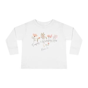 Toddler Long Sleeve Tee Fearfully & Wonderfully Made, Christian Kid Clothing - Picture 1 of 16
