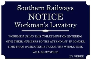 Southern Railway Train Lavatory Notice Retro style New Metal sign/plaque, toilet - Picture 1 of 1