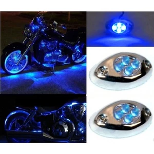 Kit de 2 piezas de módulos LED azules cromados marco de motocicleta helicóptero luces brillantes de neón - Imagen 1 de 9
