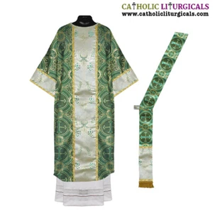 NEW Metallic Green Deacon Dalmatic Vestment & Deacon's stole, American Dalmatic - Picture 1 of 1