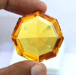 69 CT Naturale Giallo Citrino Taglio Ottagonale Brasile Certificato Loose Gemma - Picture 1 of 11