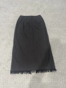 Vintage Harve Bernard Maxi Skirt 100% Wool Lined Brown Plaid With Tassels Size 8 - Picture 1 of 5