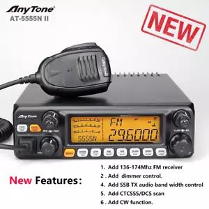 NEW AnyTone AT-5555N II 10 Meter Radio Noise Reduction High Power with CTCSS/DCS - Picture 1 of 7
