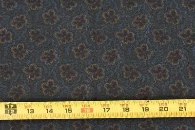 Edredón de algodón 24" largo, vintage, marrón oscuro floral sobre azul oscuro y negro, P9528 Foto 1 de 3