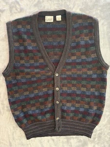 Florence Tricot Italy Sweater Vest Large Wool Button Coogi Style Colors Grandpa - Picture 1 of 10
