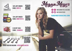 2018 MEGAN MEYER "TRINITY PERFORANCE WEAR" NHRA HANDOUT / POSTCARD B/B - Picture 1 of 1