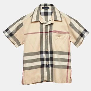 Burberry Beige Tartan Cotton Button Front Kids Shirt 4 Yrs - Picture 1 of 6