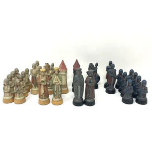 Vintage Anri Toriart Charlemagne Carved Chess Set Handpainted Sculptite READ - Picture 1 of 10