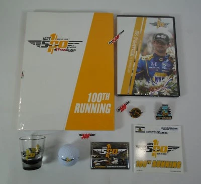 2016 Indy 500 Program DVD Event Pins Decal Magnet Shot Glass Golf Ball Fan Pack - Image 1 of 4