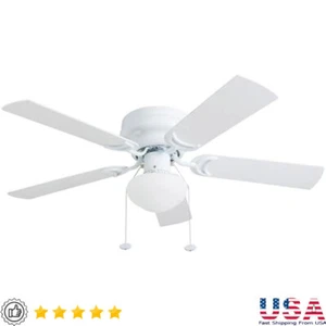 42 Inch Indoor Ceiling Fan W/ Light Flush Mount 5 Blades Quiet 3 Speed New - Picture 1 of 6