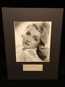 Constance Bennett Signed Autographed Index Note Card w 8x10 Photo Mat - Picture 1 of 3