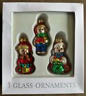 3 Santa Bear Glass Christmas Ornaments Target 2002 NEW