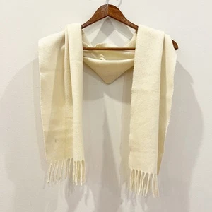 Martina Schal Elfenbein Lammwolle Wolle Hergestellt in Italien Fransen 56 x 11,5 Herren Damen - Bild 1 von 9