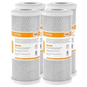 4 Pack 10x4.5" 5μm Big Blue CTO Carbon Block Water Filter Whole House Cartridges - Picture 1 of 10