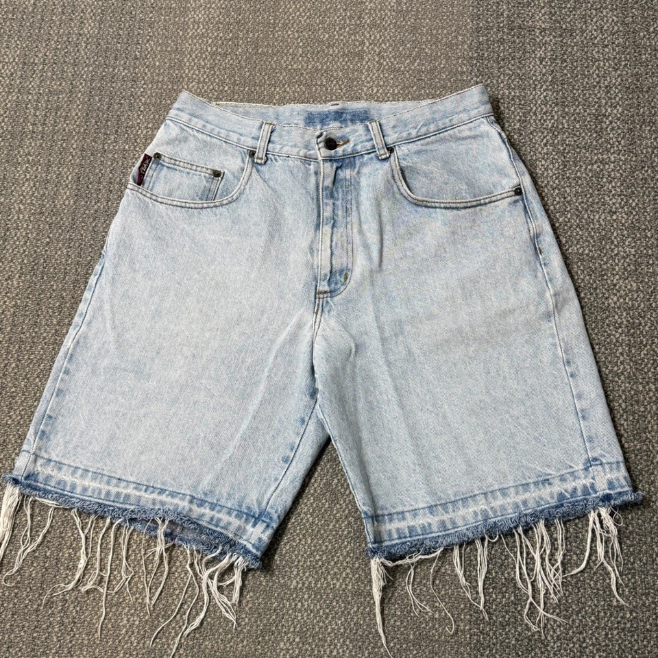 Pantalones Cortos Denim No Fear Vintage Lavado Ligero Sueltos Deshilachados Dobladillo Crudo Para Hombres 30 Y2K Patinador Foto 1 de 4