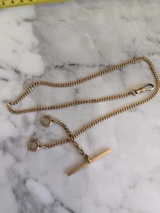 Antique 14k Solid Gold Pocket Watch Chain - Imagen 1 de 17