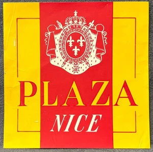 BONITA ETIQUETA DE EQUIPAJE COLORIDA DE HOTEL FRANCIA PLAZA ~ ESCUDO REAL - Imagen 1 de 2