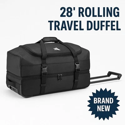 Bolsa de lona High Sierra 28" con ruedas con fondo abatible - negra - equipaje de viaje con ruedas  Foto 1 de 4