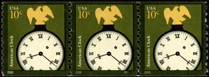 US Stamp Scott # 3763 Plate # S1111 Coil Strip of 3 Used 10 Cents Eagle & Clock - Picture 1 of 1