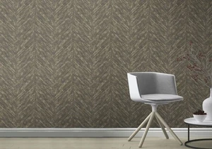 Non-Woven Wallpaper Rasch Stripes Fishbone black 617559 - Picture 1 of 2