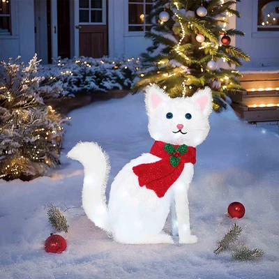 Holiday Living 22-in LED White Cat Decoration - Image 1 of 4