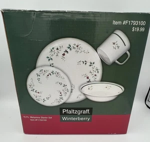 Juego de vajilla de 16 piezas Pfaltzgraff melamina Winterberry 4 ajustes de lugar - Imagen 1 de 11