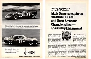 1968 MARK DONOHUE SUNOCO CAMARO / USRRC RACING ~ ORIGINAL 2-SEITIGE CHAMPION-ANZEIGE - Bild 1 von 1
