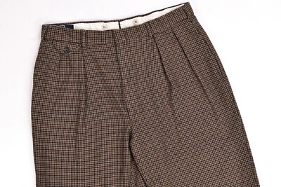 Vtg Polo Ralph Lauren Wool Houndstooth Plaid Cuffed Slacks Pants 34x29 - image 1 of 4
