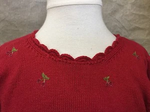 Euro Boutique GIRL RED CHERRIES SWEATER 100% Cotton Short Sleeve 10A 8 CYRILLUS - Picture 1 of 5