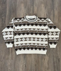 Maglione uomo maglia vintage stile Coogi triangolo diamantato bianco taglia XL stile Coogi - Foto 1 di 14