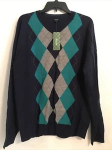 Mens Apt. 9 Wool Acrylic Plaid V Neck Sweater Size Med Retails $56(5hmbx-7-2) - Picture 1 of 4