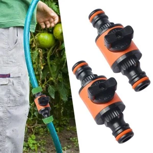 2X Garden Hose In line Tap Shut Off Valve Pipe Adapter with Quick Switch Plastic - Picture 1 of 8