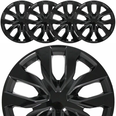 17" Black Set of 4 Wheel Covers Full Rim Hub Caps fit R17 Tire & Steel Wheels - Image 1 of 4