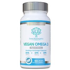 Vegan Omega 3 90 Soft Gels - Algal Oil 1332 mg - Providing  DHA + EPA +DPA
