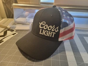 COORS LIGHT Beer Hat Cap Adjustable Brand New w Tags Trucker Hat American flag - Picture 1 of 3