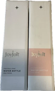 Joy Jolt Water Bottle 22oz Stainless Steel White 2 Different Lids 2 Pack - Picture 1 of 13
