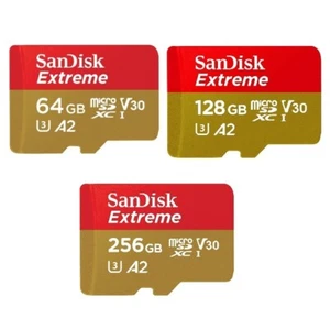 SanDisk Extreme A2 32GB 64GB 128GB 256GB microSD SDXC SDHC Flash Card TF Class10 - Picture 1 of 18