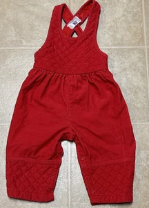 Vintage 12 Month Carters Boys Girls Baby Red Overalls - Picture 1 of 10