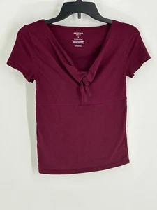 Camicia da donna marrone Arizona cravatta rossa marinaio collo manica corta taglia small - Foto 1 di 5