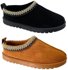 PANTOFOLE SLIP ON FODERATE IN PELLICCIA SINTETICA CALDE COMODE COMODE COMODE SCARPE STIVALI MULES TAGLIA UK - Foto 1 di 13