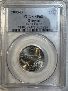2005 - D Oregon State Quarter 25 Cents PCGS Certified SP68 Satin Finish Coin - Picture 1 of 13