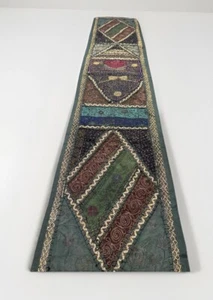 Beaded Table Runner Rich Hurs Of Green And Wine 69” X  14” - Picture 1 of 6