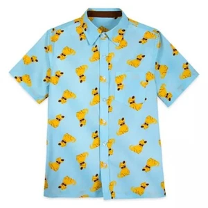 Disney Store Dug Woven Shirt for Men Blue Cabana Hawaiian Top Dog Up Summer NEW - Picture 1 of 3