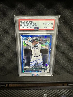 2021 Bowman Julio Rodriguez Paper Prospects Camo BP-86 PSA 10 GEM MINT - Image 1 of 2