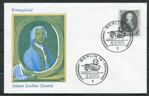BERLIN GERMANY 1973, MUSIC: J.J. QUANTZ COMPOSER, FLUTIST, Scott 9N342 on F.D.C. - Picture 1 of 1