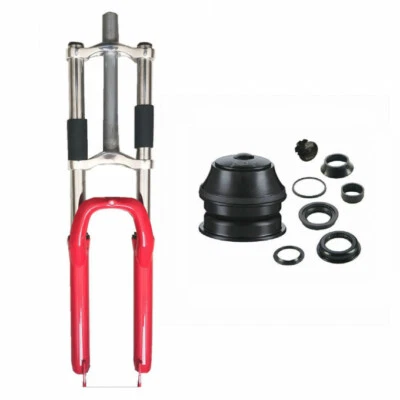 CDHPOWER Bicycle Suspension Fork 26" and 1 1/8" Headset Combo, Disc Brake, Red