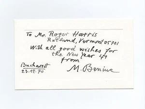 Mihai Beniuc * signed card w/COA of Romanian communist poet, writer, & novelist - Picture 1 of 1
