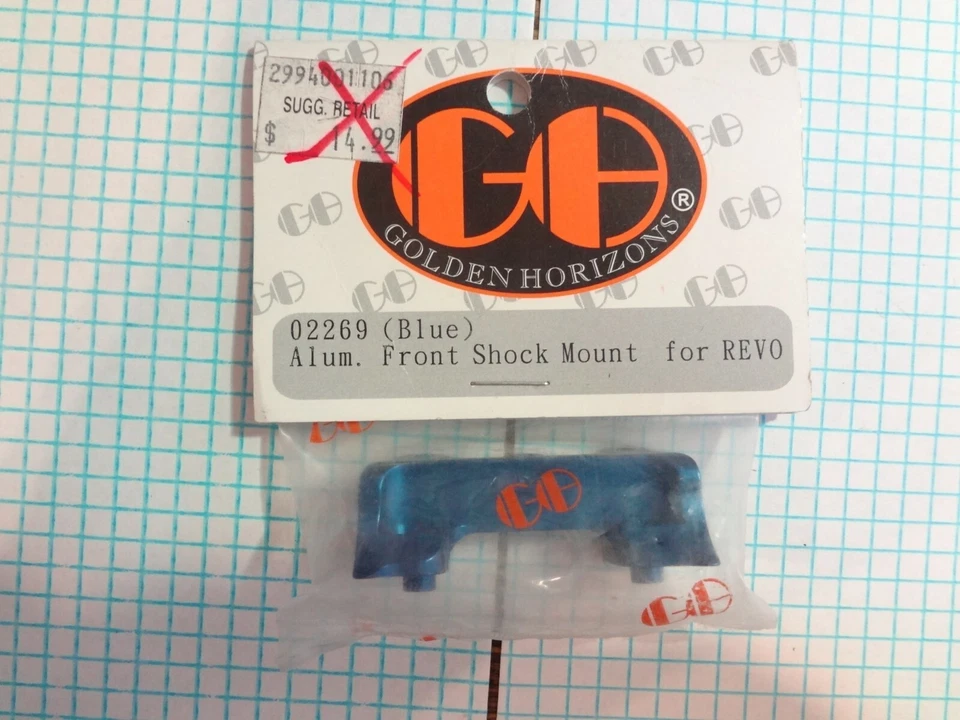 Golden Horizons 02269 Blue Aluminum Front Shock Mount for Traxxas Revo - Image 1 of 1