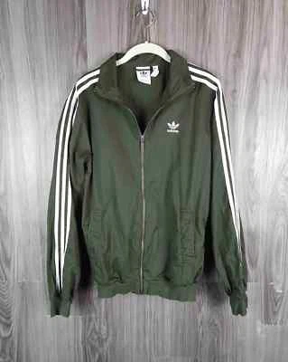 Raro Adidas Tejido Track Top Noche Carga Chaqueta Verde Blanco 3 Rayas Hombre Foto 1 de 4