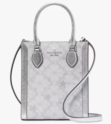 Bolso de Mano Kate Spade Flower Star Toss Platino Pequeño Plateado Cartera KJ957 NUEVO CON ETIQUETAS $329 Foto 1 de 4